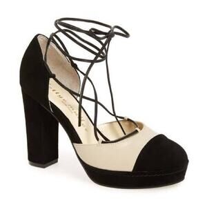 Anthropologie Bettye Muller Madison Platform  Ankle Tie Dress Heels 7 Women's